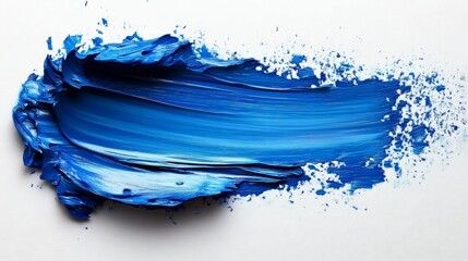 Blue Paint Brushstroke Texture on Canvas Generative AI