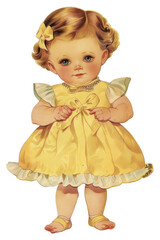 PNG Vintage doll in yellow dress