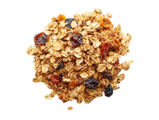 a pile of oatmeal with raisins and nuts