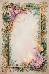 vintage frame with flowers ornaments letters 