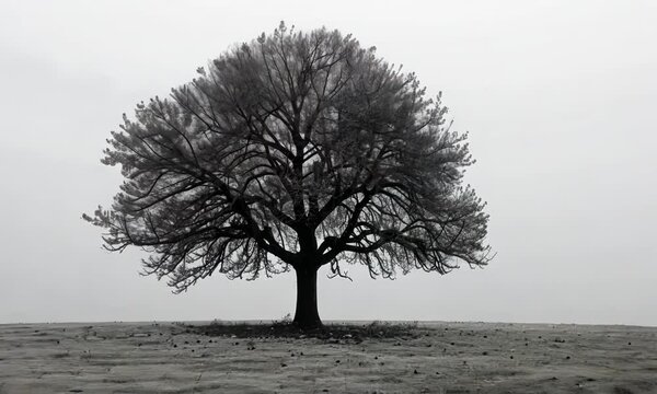 A simple and elegant black and white graph featuring a tree in a minimalist style Video