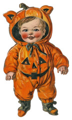 PNG Adorable baby Halloween pumpkin costume