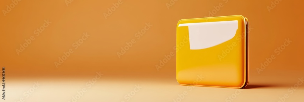Poster a 3d of a bright orange folder icon with rounded corners and a subtle shadow, symbolizing organizati