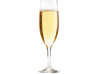 a glass of champagne with bubbles