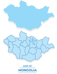 Vector Mongolia map set simple flat and outline style illustration