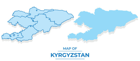 Vector Kyrgyzstan map set simple flat and outline style illustration