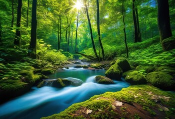 Obraz premium vibrant natural spaces highlighting lush vegetation diverse wildlife flourishing ecosystem, flora, fauna, biodiversity, greenery, habitat, landscape, nature