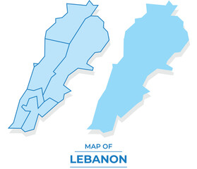 Vector Lebanon map set simple flat and outline style illustration