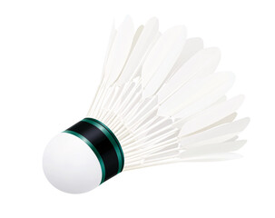 a white shuttlecock with black band