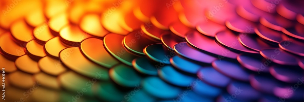 Poster a colorful abstract image of iridescent scales, resembling a fish's scales, with a soft and smooth t