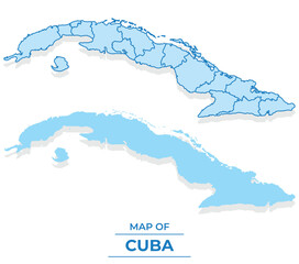 Vector Cuba map set simple flat and outline style illustration