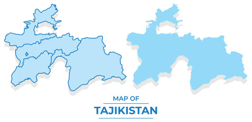 Obraz premium Vector Tajikistan map set simple flat and outline style illustration
