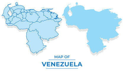 Vector Venezuela map set simple flat and outline style illustration