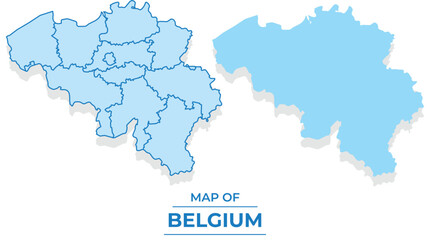 Obraz premium Vector Belgium map set simple flat and outline style illustration