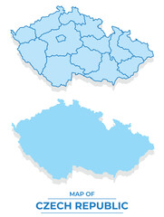 Vector Czech Republic map set simple flat and outline style illustration
