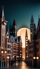 Naklejka premium city depicted paper art style intricate layered buildings