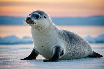 baby baikal seal on lake ice
