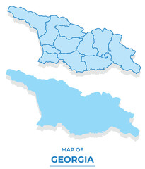 Vector Georgia map set simple flat and outline style illustration