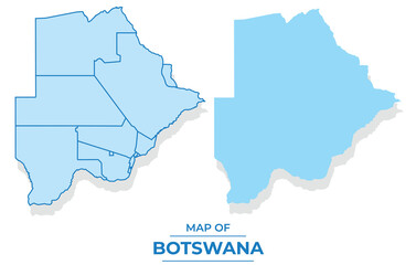 Vector Botswana map set simple flat and outline style illustration