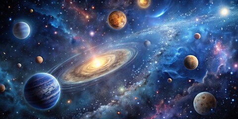 Celestial Symphony A Galaxy of Planets, Stars and Nebulae, space ,astronomy ,galaxy