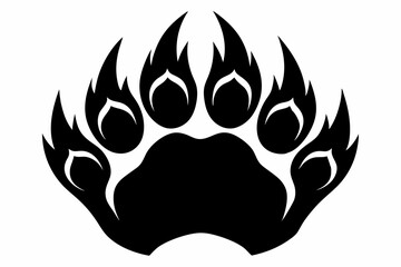 American Bear Claw Vector Silhouette, Bear Paw Black Clip art Vector