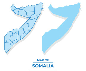 Vector Somalia map set simple flat and outline style illustration