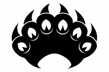 American Bear Claw Vector Silhouette, Bear Paw Black Clip art Vector