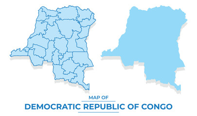 Vector Democratic Republic of the Congo map set simple flat and outline style illustration