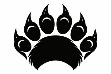 American Bear Claw Vector Silhouette, Bear Paw Black Clip art Vector
