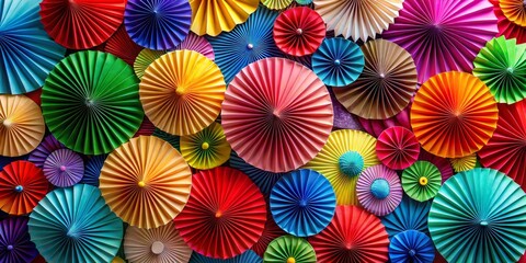 Colorful Paper Fans, Close Up, Abstract, Paper, Art, Decoration