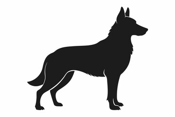 German Shepherd Dog Silhouette Vector, German Shepherd dog in different poses isolated on white background.