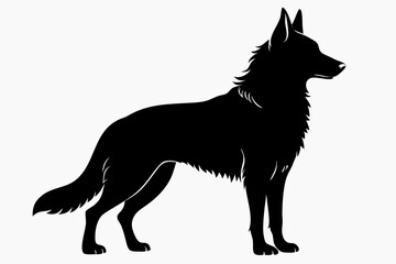 German Shepherd Dog Silhouette Vector, German Shepherd dog in different poses isolated on white background.