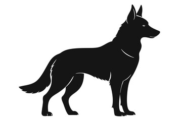 German Shepherd Dog Silhouette Vector, German Shepherd dog in different poses isolated on white background.
