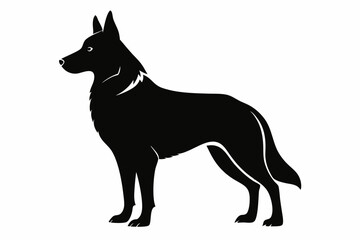 German Shepherd Dog Silhouette Vector, German Shepherd dog in different poses isolated on white background.