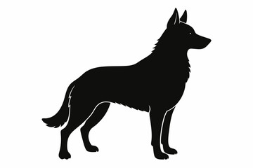 German Shepherd Dog Silhouette Vector, German Shepherd dog in different poses isolated on white background.