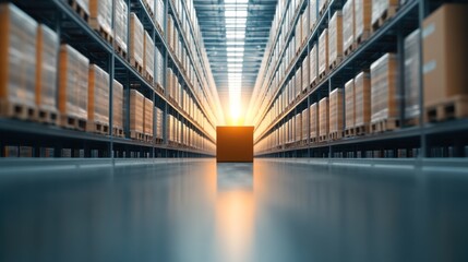 Futuristic Warehouse with Automated Storage and Advanced Inventory Management