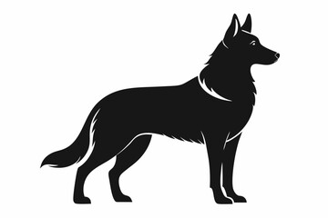 German Shepherd Dog Silhouette Vector, German Shepherd dog in different poses isolated on white background.