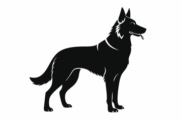 German Shepherd Dog Silhouette Vector, German Shepherd dog in different poses isolated on white background.