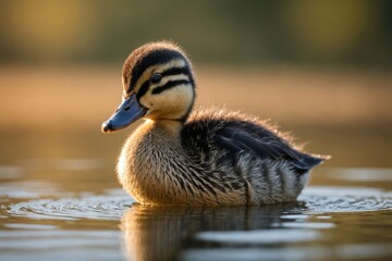 Fototapeta premium young duckling of madagascar teal duck, anas bernieri, isolated on white