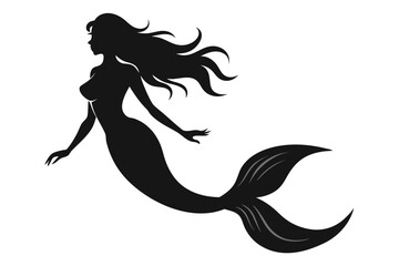
Mermaid vector silhouette, Mermaid flat icon, Mermaid black Clip art