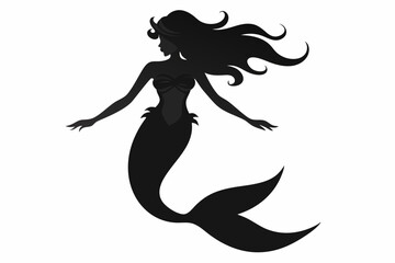 
Mermaid vector silhouette, Mermaid flat icon, Mermaid black Clip art