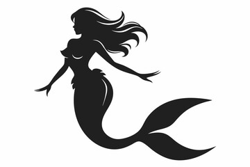 
Mermaid vector silhouette, Mermaid flat icon, Mermaid black Clip art