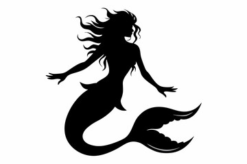 
Mermaid vector silhouette, Mermaid flat icon, Mermaid black Clip art