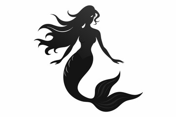 
Mermaid vector silhouette, Mermaid flat icon, Mermaid black Clip art