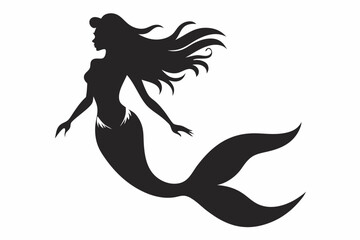 
Mermaid vector silhouette, Mermaid flat icon, Mermaid black Clip art