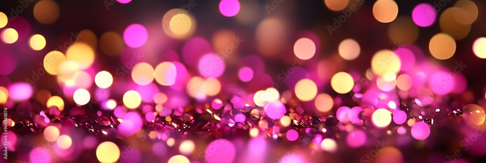 Aufkleber abstract bokeh background featuring a soft blend of pink and gold luminous dots. evokes a sense of c