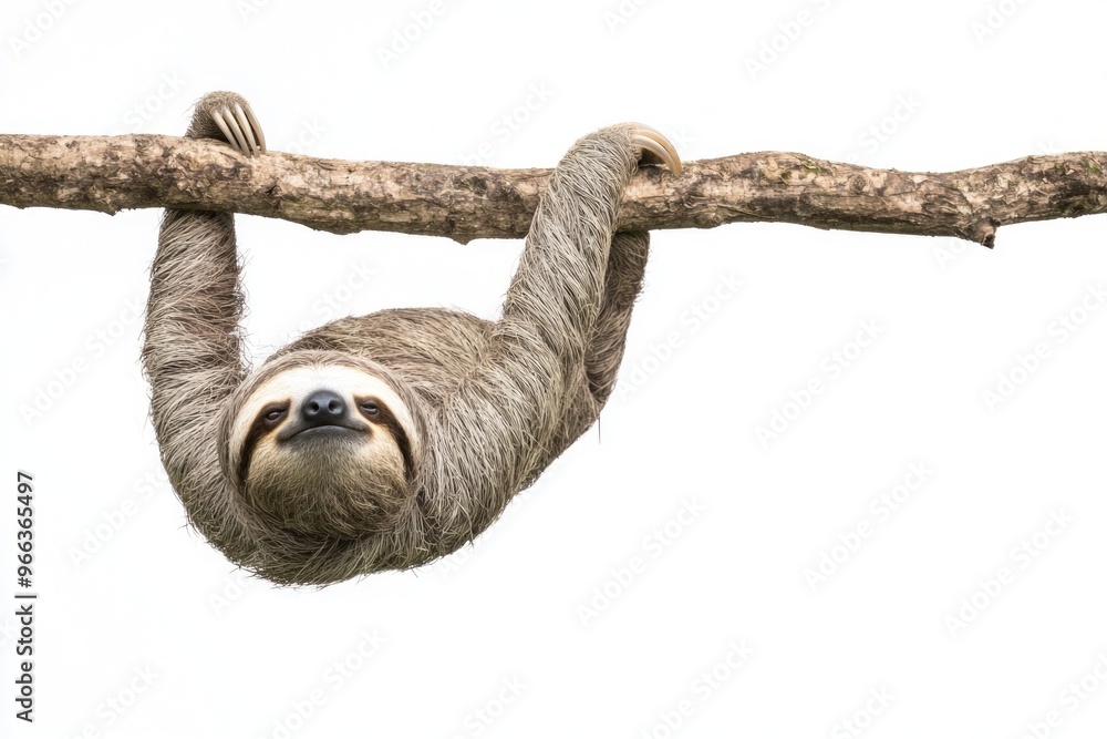 Poster unique creature hangs effortlessly from a branch, embodying the essence of slow movement and tranqui