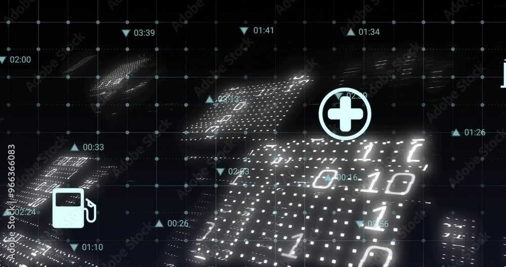 Poster animation of network of connections over ecology icons and data