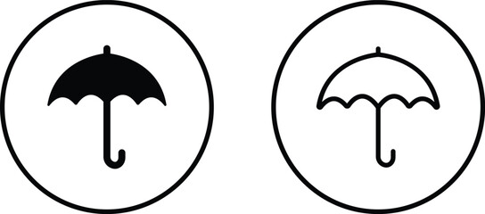 Umbrella, Insurance Line Icon set. Editable Stroke flat black vector collection isolated on transparent background. Pixel Perfect. Protection parasol symbol. For Mobile and Web. Insurance Act Solid