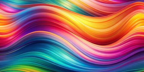 Obraz premium Vibrant Abstract Rainbow Waves - Digital Art, 3D Rendering, Gradient, abstract art, design, background, texture